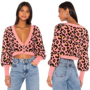 For Love & Lemons Angelina Leopard Cropped Cardi